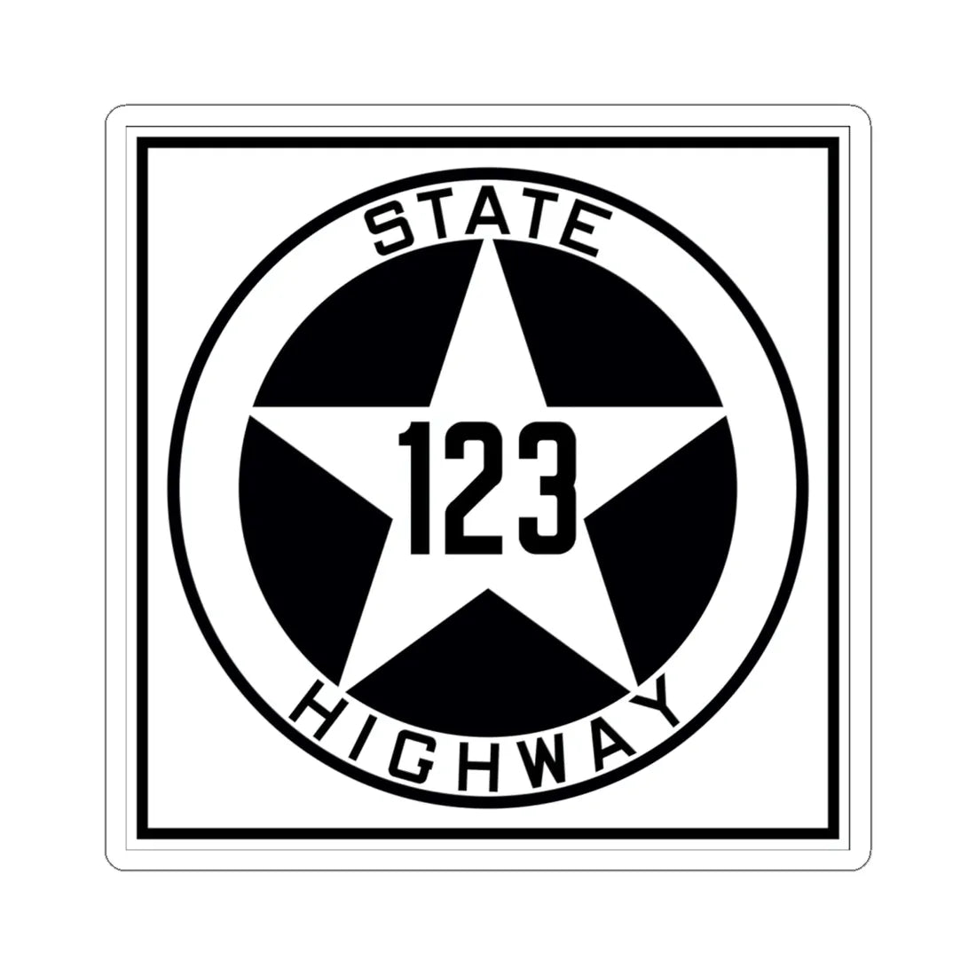 Texas 123 1917 (Texas) (Road Sign) STICKER Vinyl Kiss-Cut Decal 6 Inch White - The Sticker Space