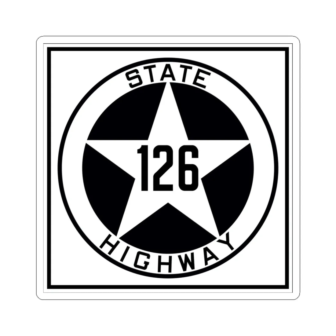 Texas 126 1917 (Texas) (Road Sign) STICKER Vinyl Kiss-Cut Decal 4 Inch White - The Sticker Space