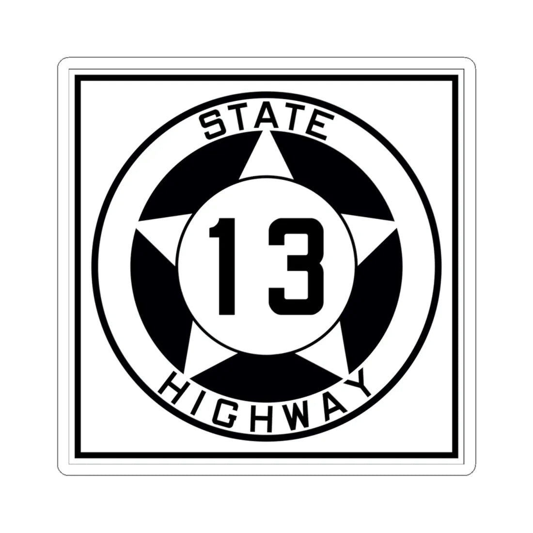 Texas 13 1935 (Texas) (Road Sign) STICKER Vinyl Kiss-Cut Decal 4 Inch White - The Sticker Space