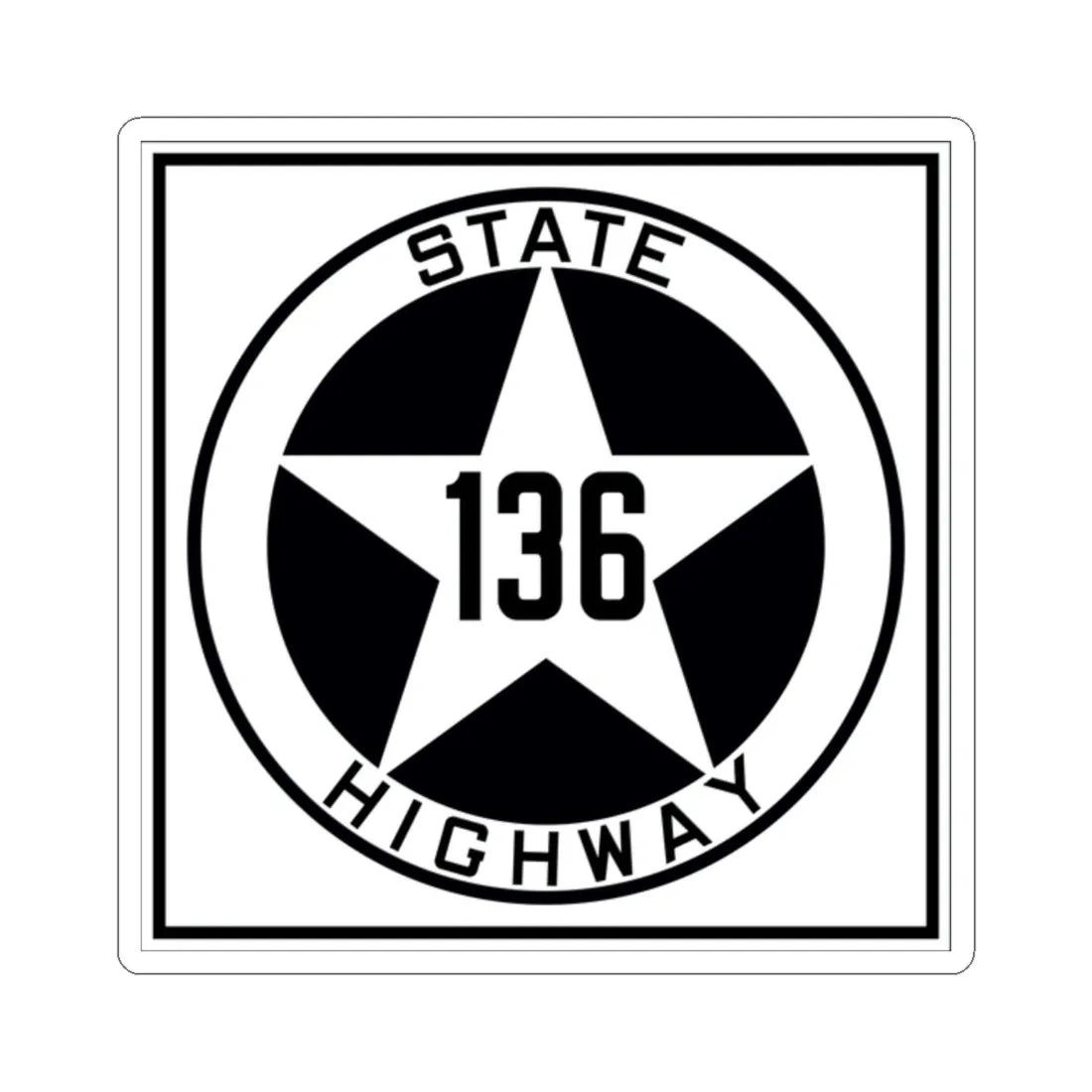 Texas 136 1917 (Texas) (Road Sign) STICKER Vinyl Kiss-Cut Decal 2 Inch White - The Sticker Space