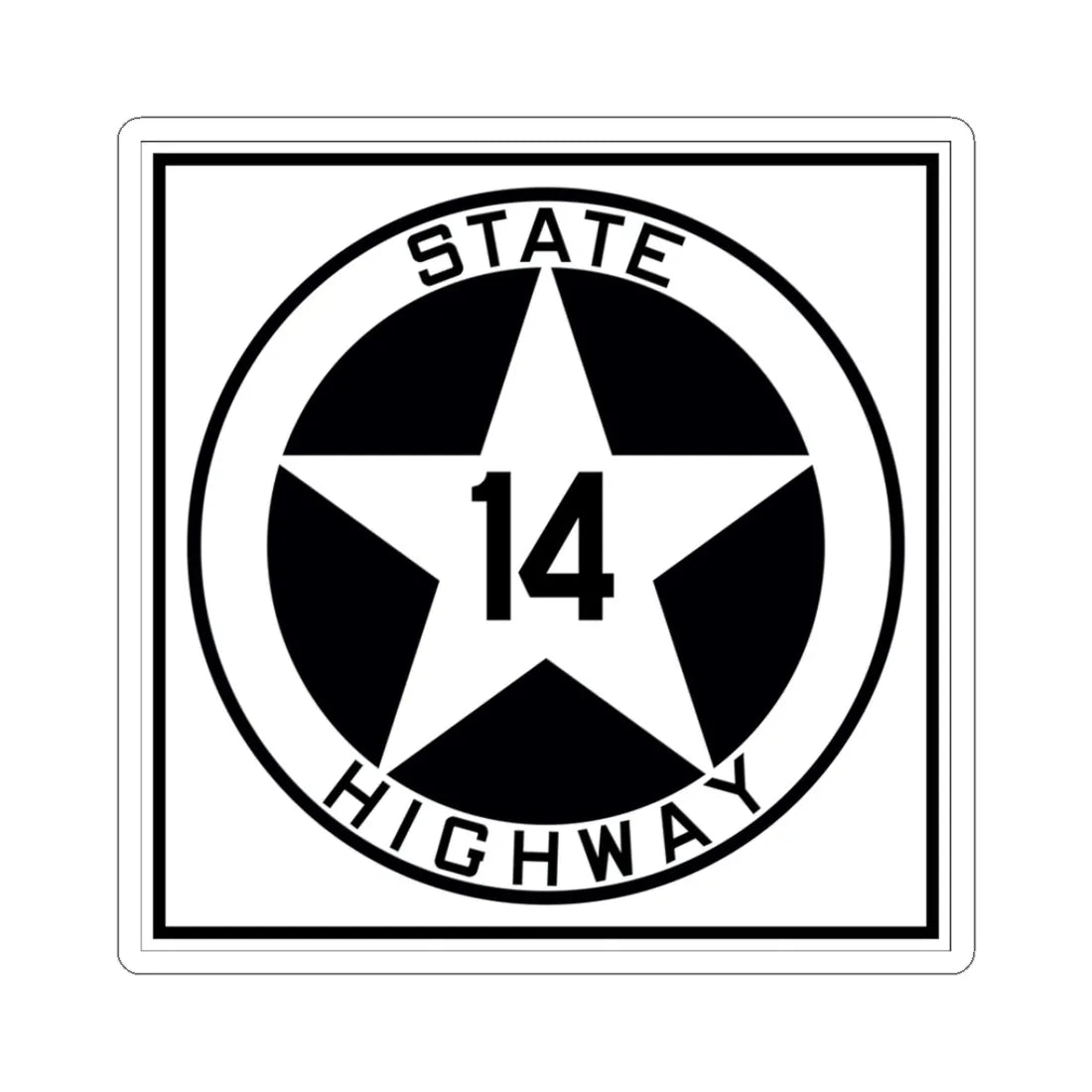Texas 14 1917 (Texas) (Road Sign) STICKER Vinyl Kiss-Cut Decal 3 Inch White - The Sticker Space
