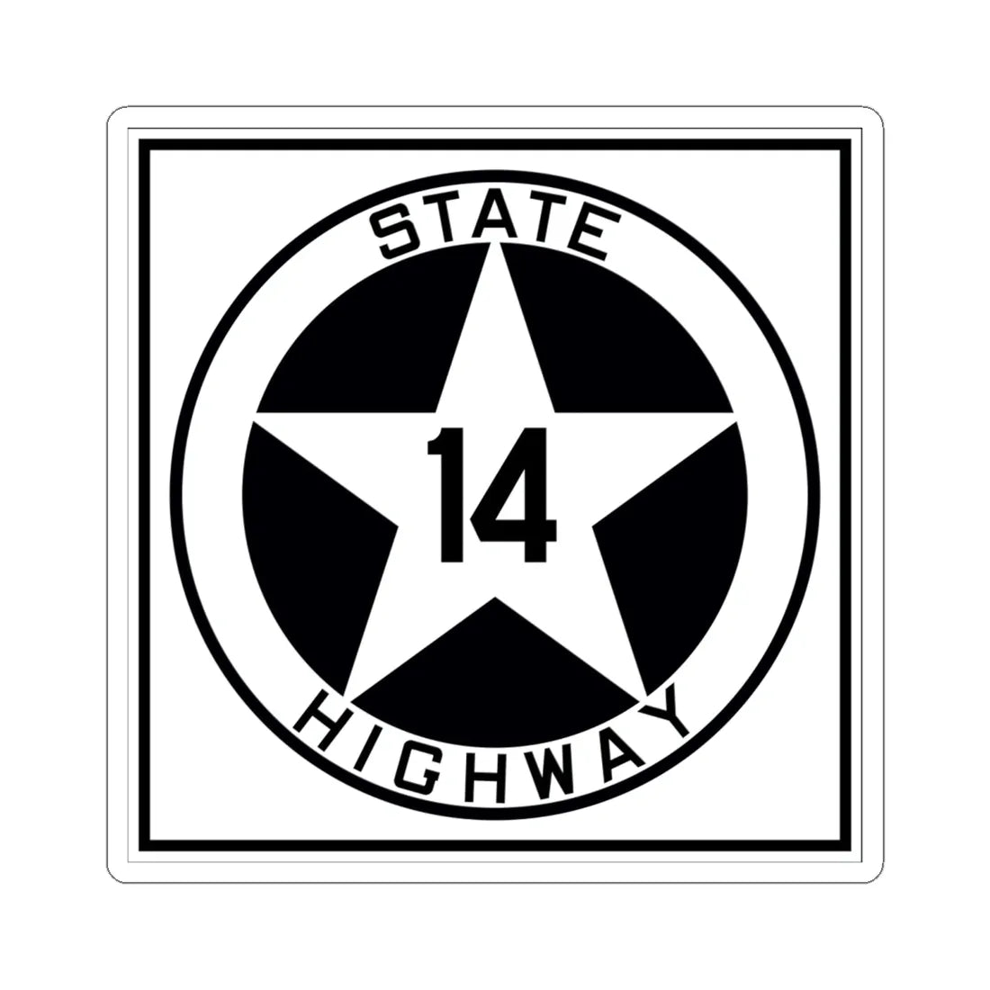 Texas 14 1917 (Texas) (Road Sign) STICKER Vinyl Kiss-Cut Decal 6 Inch White - The Sticker Space