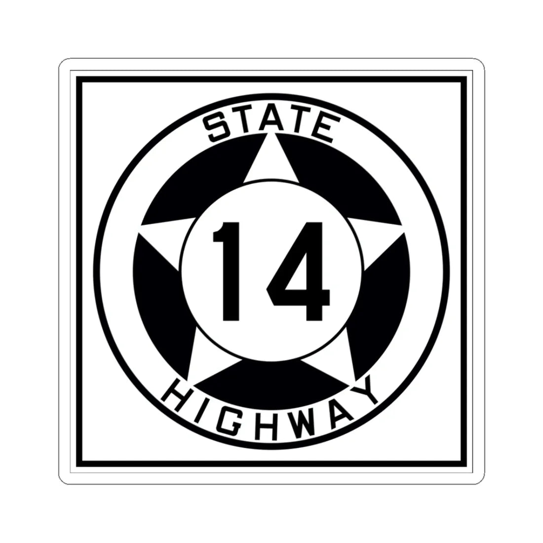 Texas 14 1935 (Texas) (Road Sign) STICKER Vinyl Kiss-Cut Decal 3 Inch White - The Sticker Space