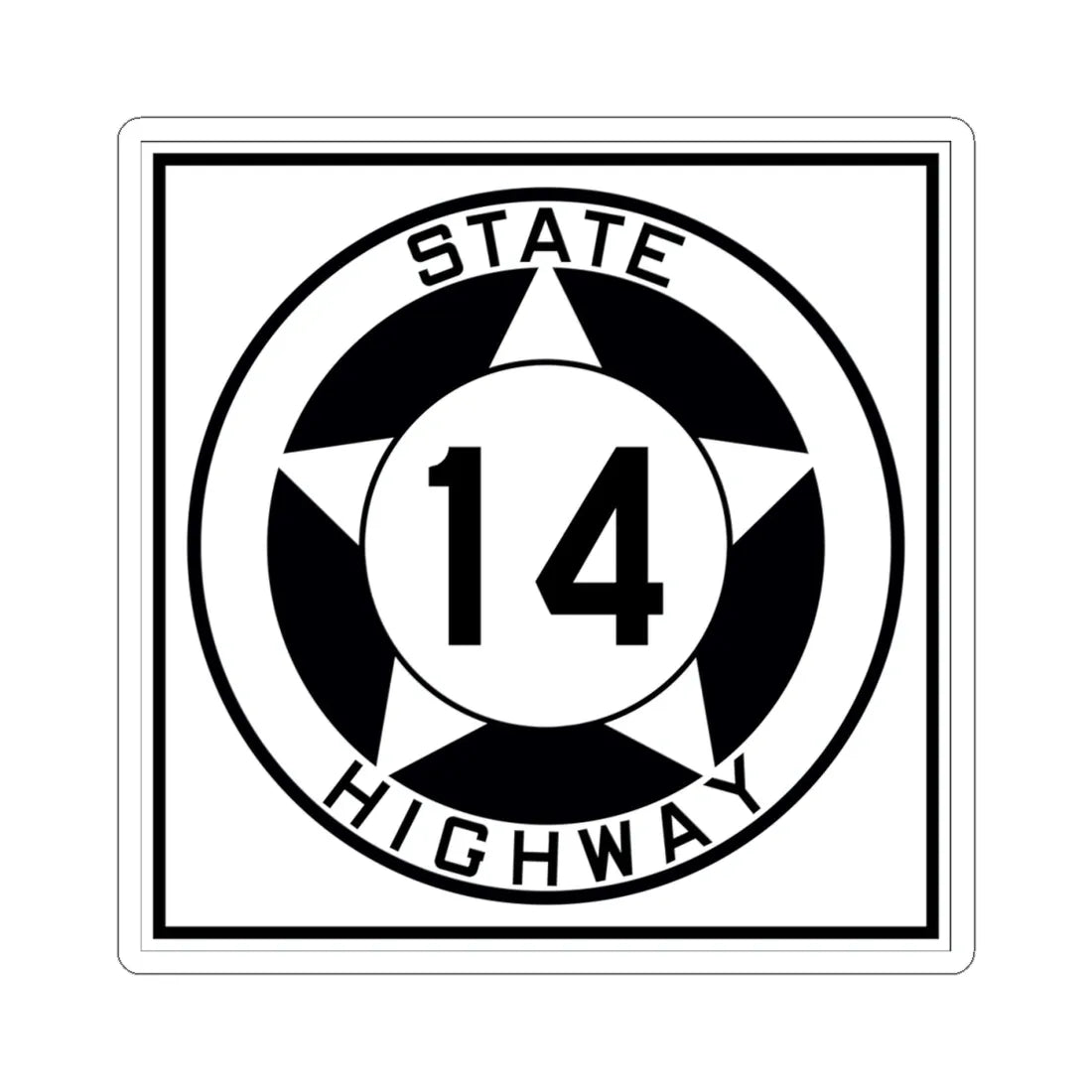 Texas 14 1935 (Texas) (Road Sign) STICKER Vinyl Kiss-Cut Decal 4 Inch White - The Sticker Space