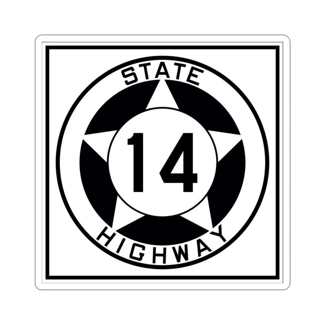 Texas 14 1935 (Texas) (Road Sign) STICKER Vinyl Kiss-Cut Decal 6 Inch White - The Sticker Space