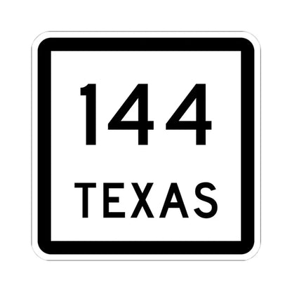 Texas 144 (Texas) (Road Sign) STICKER Vinyl Kiss-Cut Decal 4 Inch White - The Sticker Space