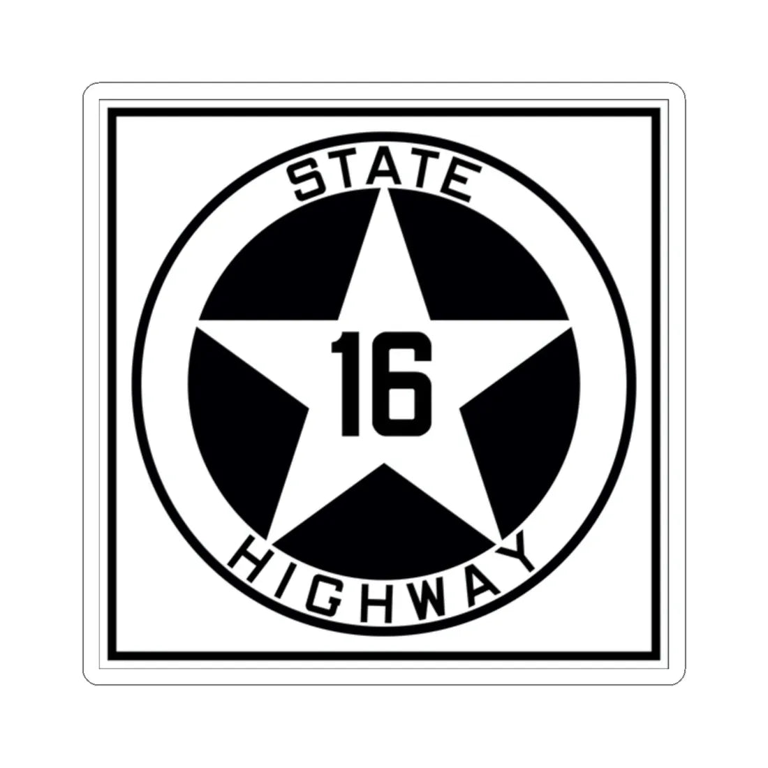 Texas 16 1917 (Texas) (Road Sign) STICKER Vinyl Kiss-Cut Decal 2 Inch White - The Sticker Space