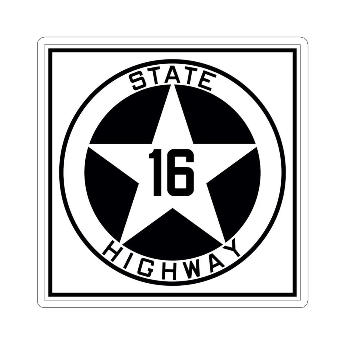 Texas 16 1917 (Texas) (Road Sign) STICKER Vinyl Kiss-Cut Decal 6 Inch White - The Sticker Space