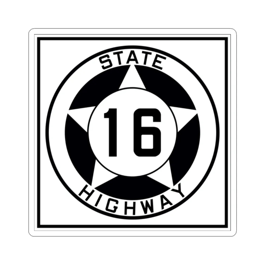 Texas 16 1935 (Texas) (Road Sign) STICKER Vinyl Kiss-Cut Decal 2 Inch White - The Sticker Space