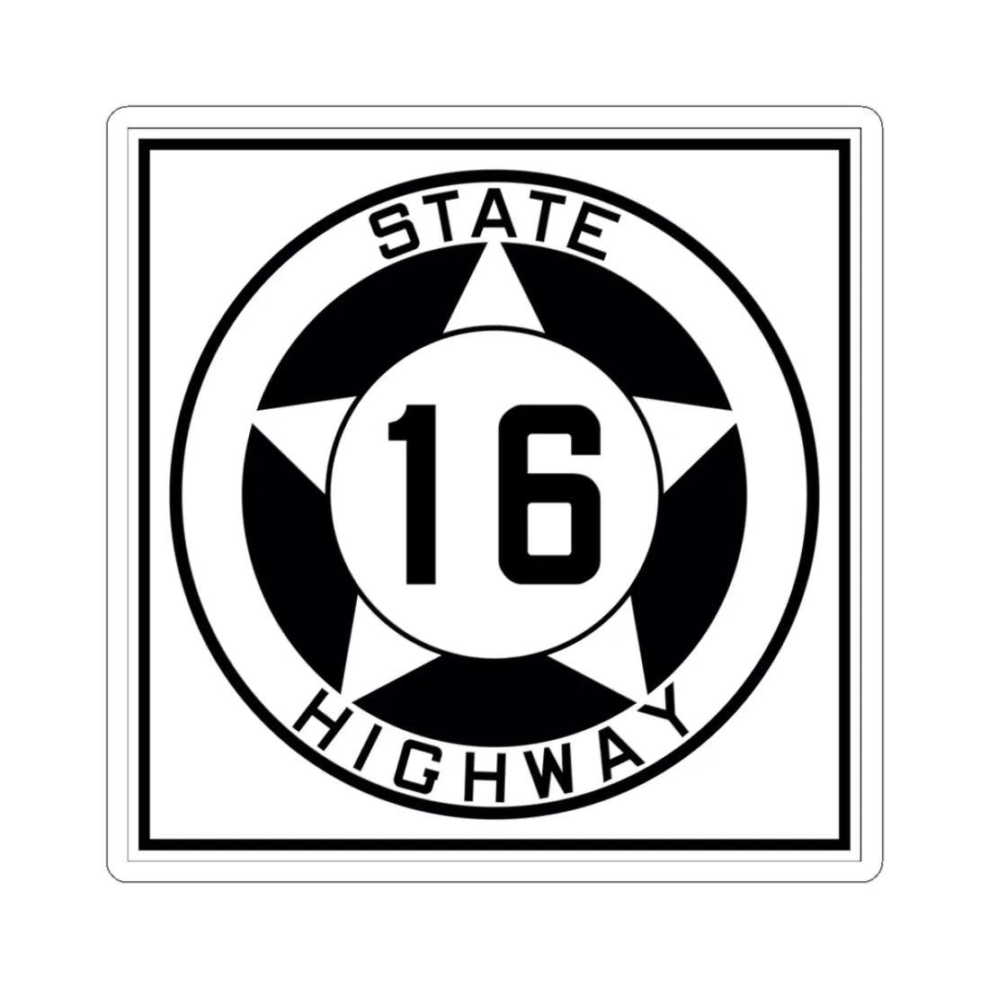 Texas 16 1935 (Texas) (Road Sign) STICKER Vinyl Kiss-Cut Decal 3 Inch White - The Sticker Space