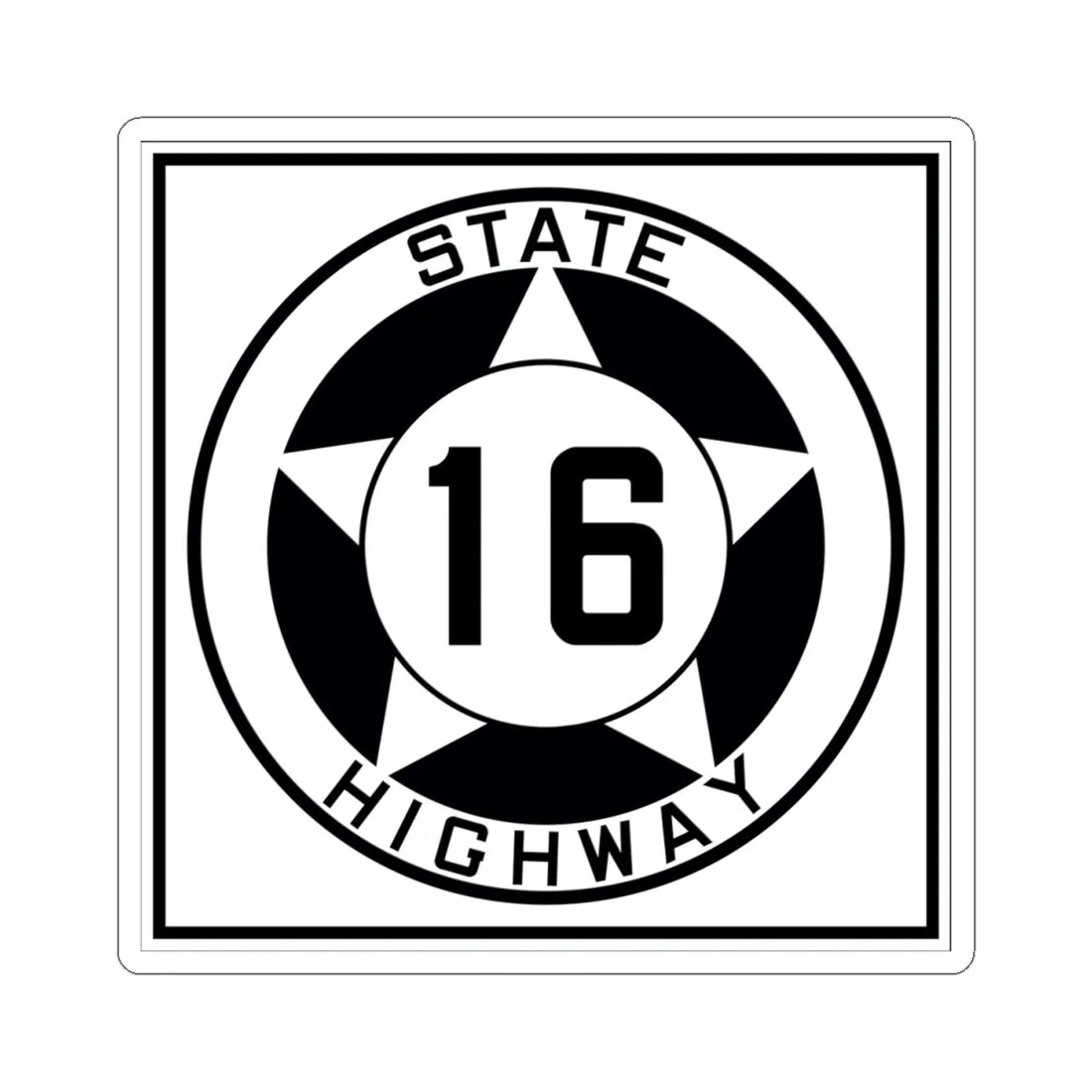 Texas 16 1935 (Texas) (Road Sign) STICKER Vinyl Kiss-Cut Decal 4 Inch White - The Sticker Space