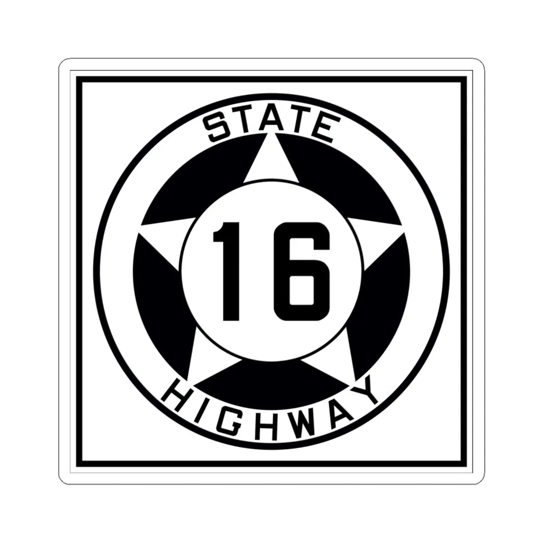 Texas 16 1935 (Texas) (Road Sign) STICKER Vinyl Kiss-Cut Decal 6 Inch White - The Sticker Space