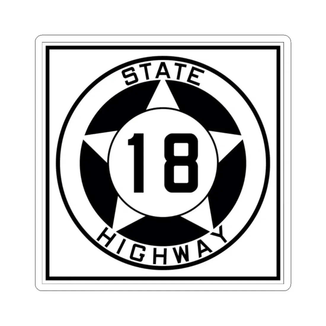 Texas 18 1935 (Texas) (Road Sign) STICKER Vinyl Kiss-Cut Decal 2 Inch White - The Sticker Space