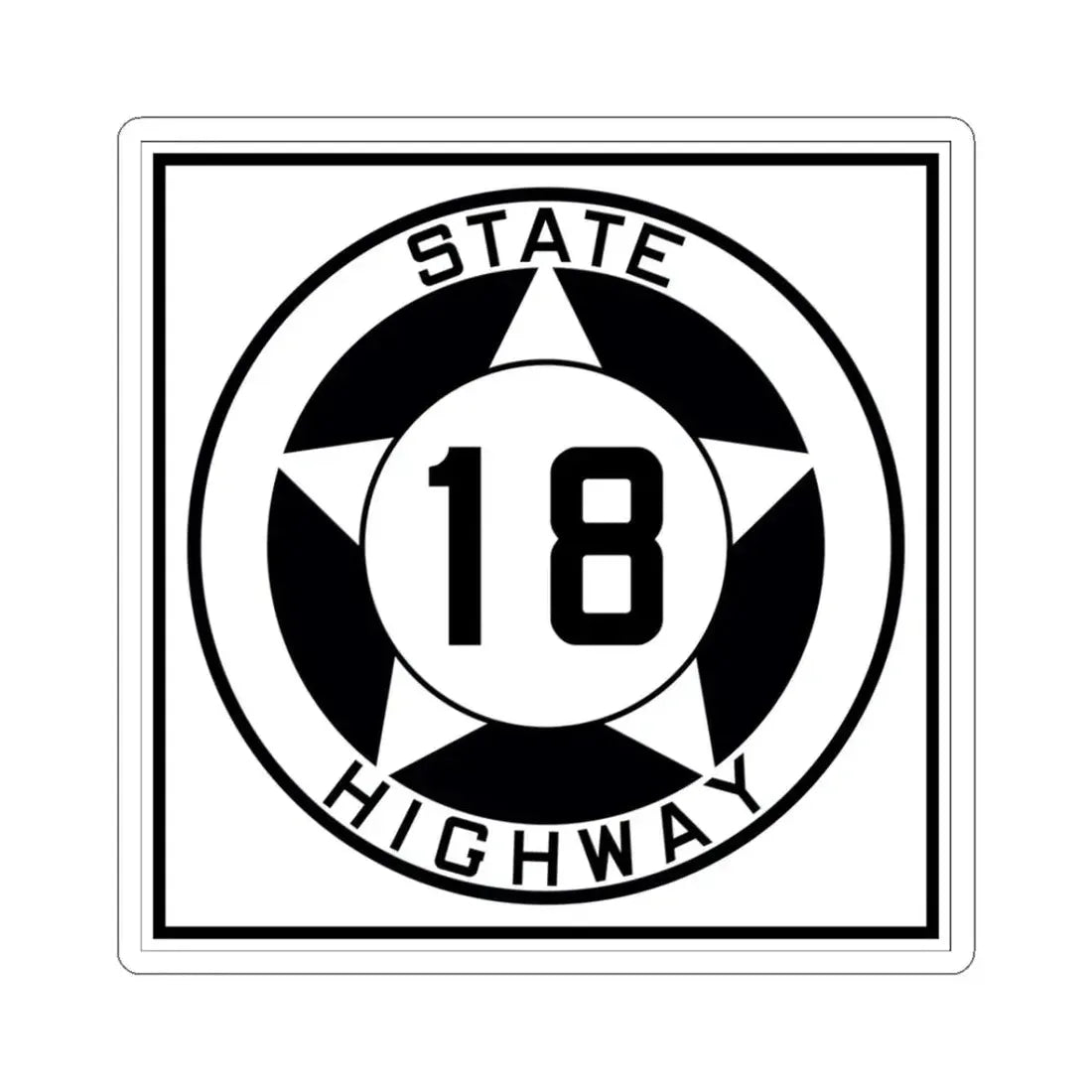 Texas 18 1935 (Texas) (Road Sign) STICKER Vinyl Kiss-Cut Decal 3 Inch White - The Sticker Space