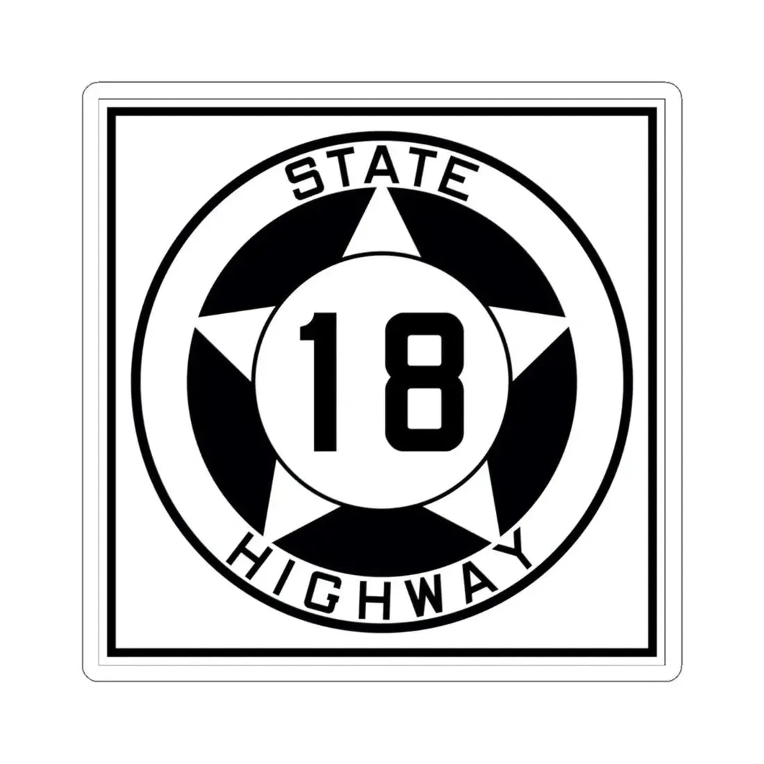 Texas 18 1935 (Texas) (Road Sign) STICKER Vinyl Kiss-Cut Decal 4 Inch White - The Sticker Space