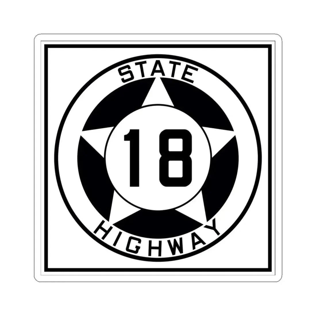 Texas 18 1935 (Texas) (Road Sign) STICKER Vinyl Kiss-Cut Decal 6 Inch White - The Sticker Space