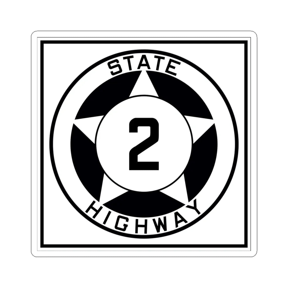 Texas 2 1935 (Texas) (Road Sign) STICKER Vinyl Kiss-Cut Decal 4 Inch White - The Sticker Space