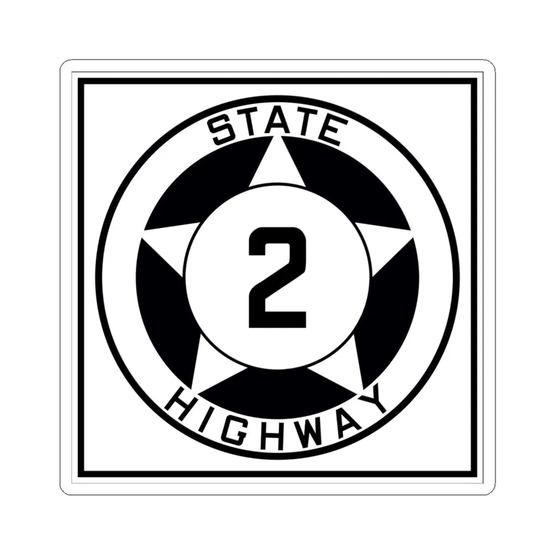 Texas 2 1935 (Texas) (Road Sign) STICKER Vinyl Kiss-Cut Decal 6 Inch White - The Sticker Space