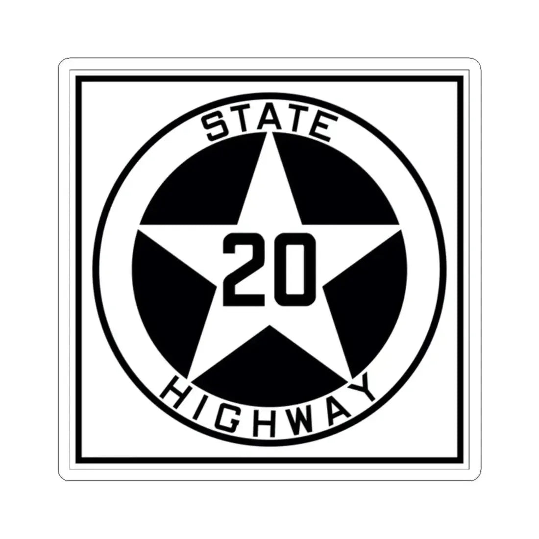 Texas 20 1917 (Texas) (Road Sign) STICKER Vinyl Kiss-Cut Decal 2 Inch White - The Sticker Space