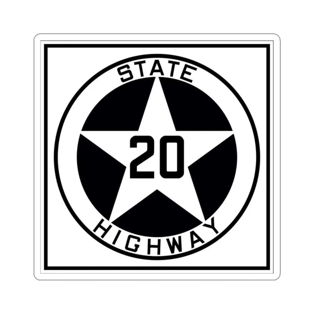 Texas 20 1917 (Texas) (Road Sign) STICKER Vinyl Kiss-Cut Decal 3 Inch White - The Sticker Space