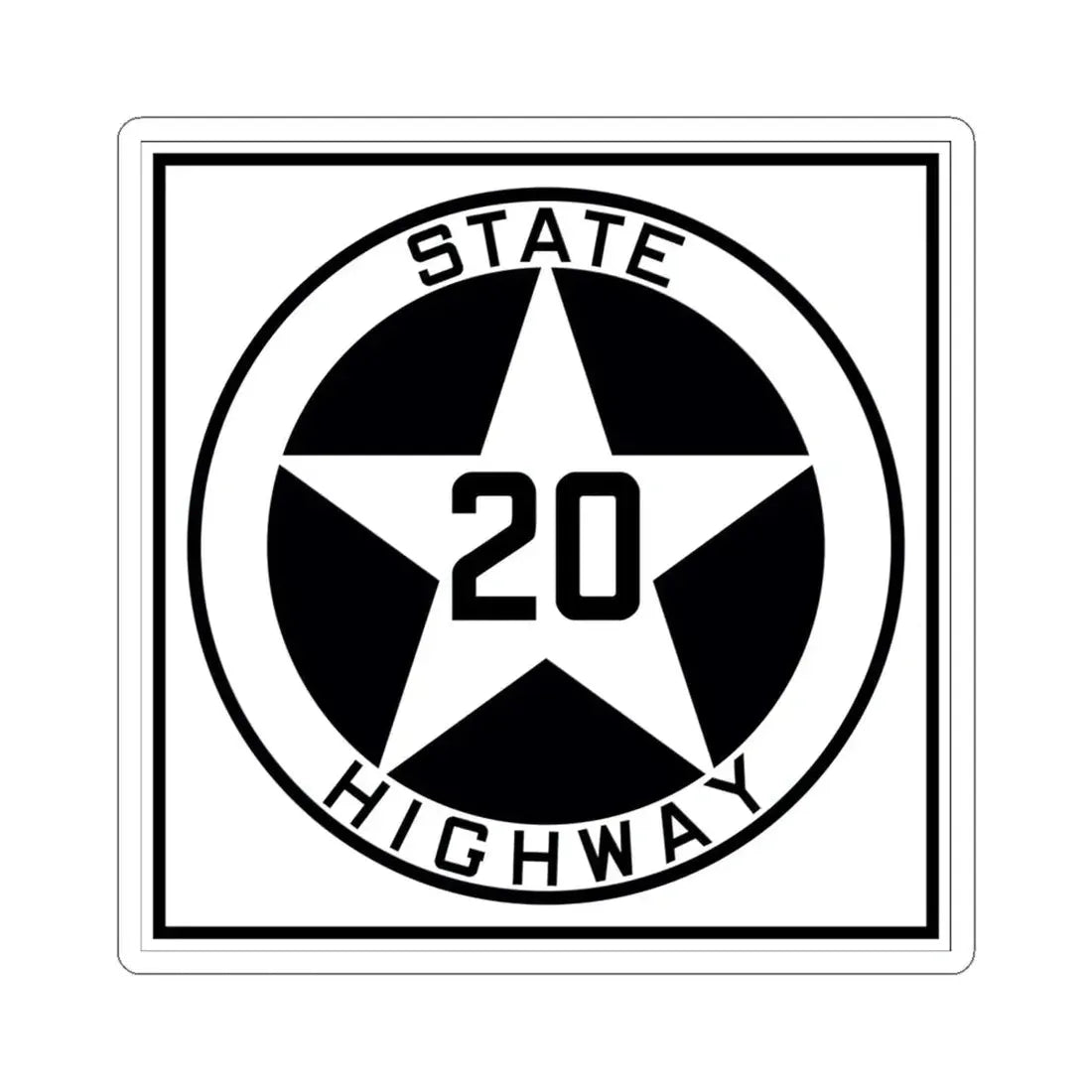 Texas 20 1917 (Texas) (Road Sign) STICKER Vinyl Kiss-Cut Decal 6 Inch White - The Sticker Space