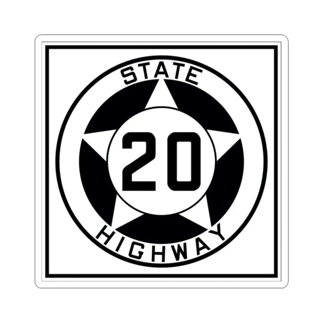 Texas 20 1935 (Texas) (Road Sign) STICKER Vinyl Kiss-Cut Decal 2 Inch White - The Sticker Space