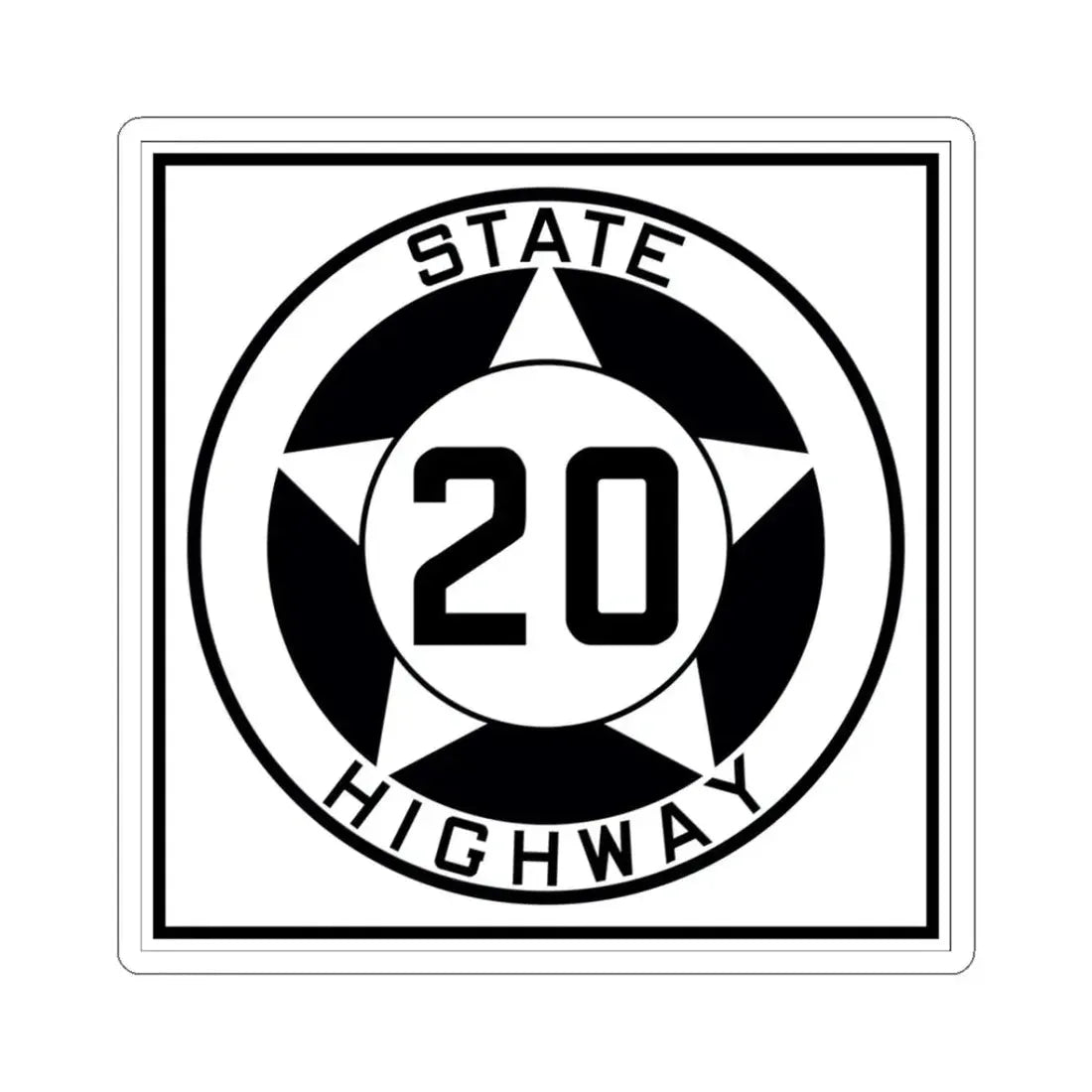 Texas 20 1935 (Texas) (Road Sign) STICKER Vinyl Kiss-Cut Decal 3 Inch White - The Sticker Space