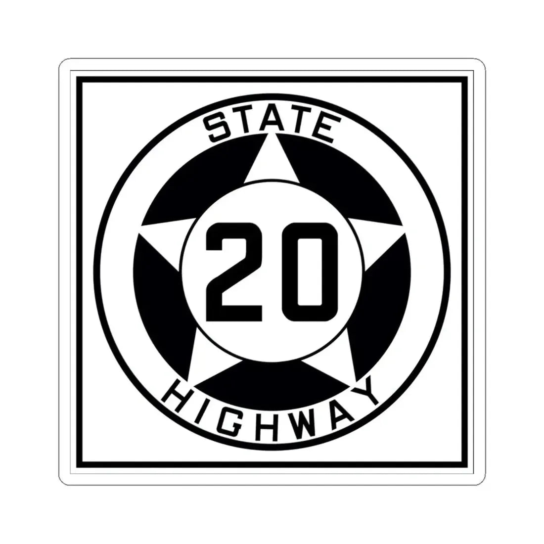 Texas 20 1935 (Texas) (Road Sign) STICKER Vinyl Kiss-Cut Decal 4 Inch White - The Sticker Space