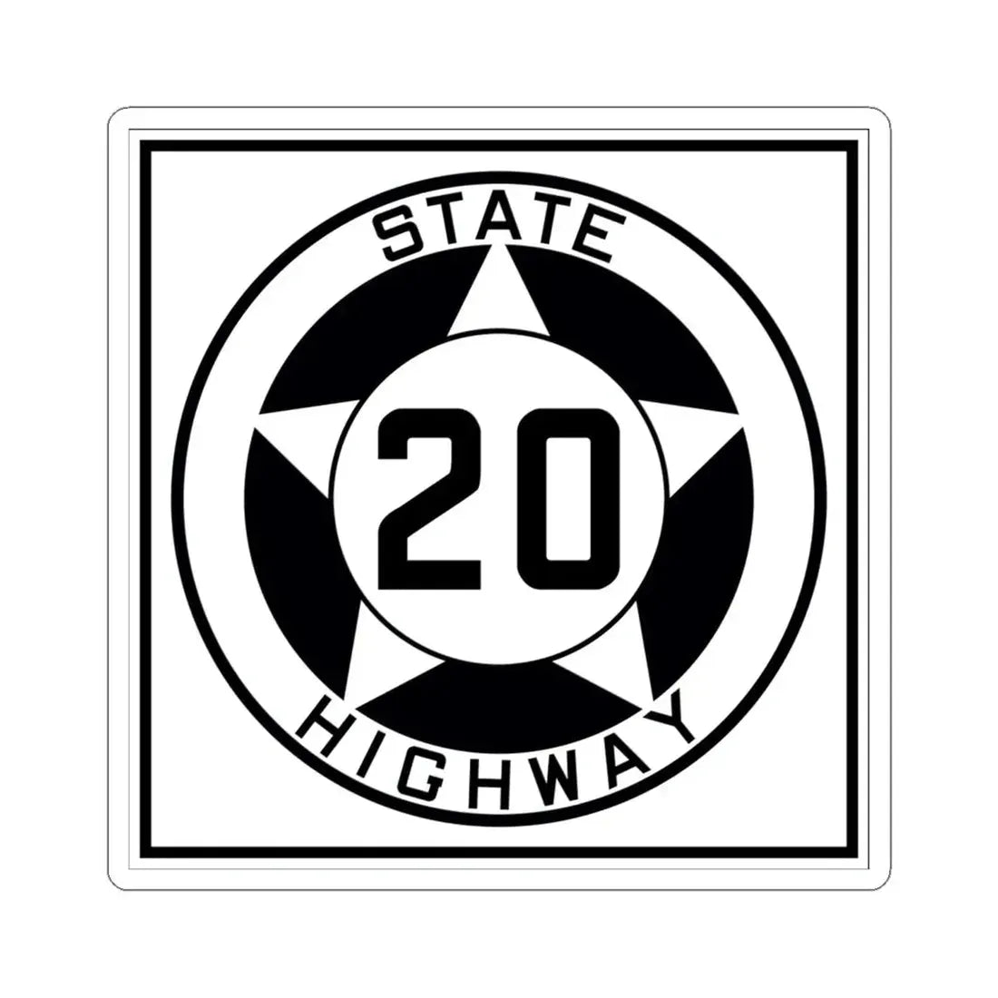Texas 20 1935 (Texas) (Road Sign) STICKER Vinyl Kiss-Cut Decal 6 Inch White - The Sticker Space