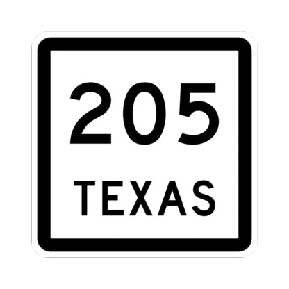 Texas 205 (Texas) (Road Sign) STICKER Vinyl Kiss-Cut Decal 2 Inch White - The Sticker Space
