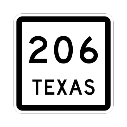 Texas 206 (Texas) (Road Sign) STICKER Vinyl Kiss-Cut Decal 3 Inch White - The Sticker Space