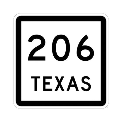 Texas 206 (Texas) (Road Sign) STICKER Vinyl Kiss-Cut Decal 6 Inch White - The Sticker Space