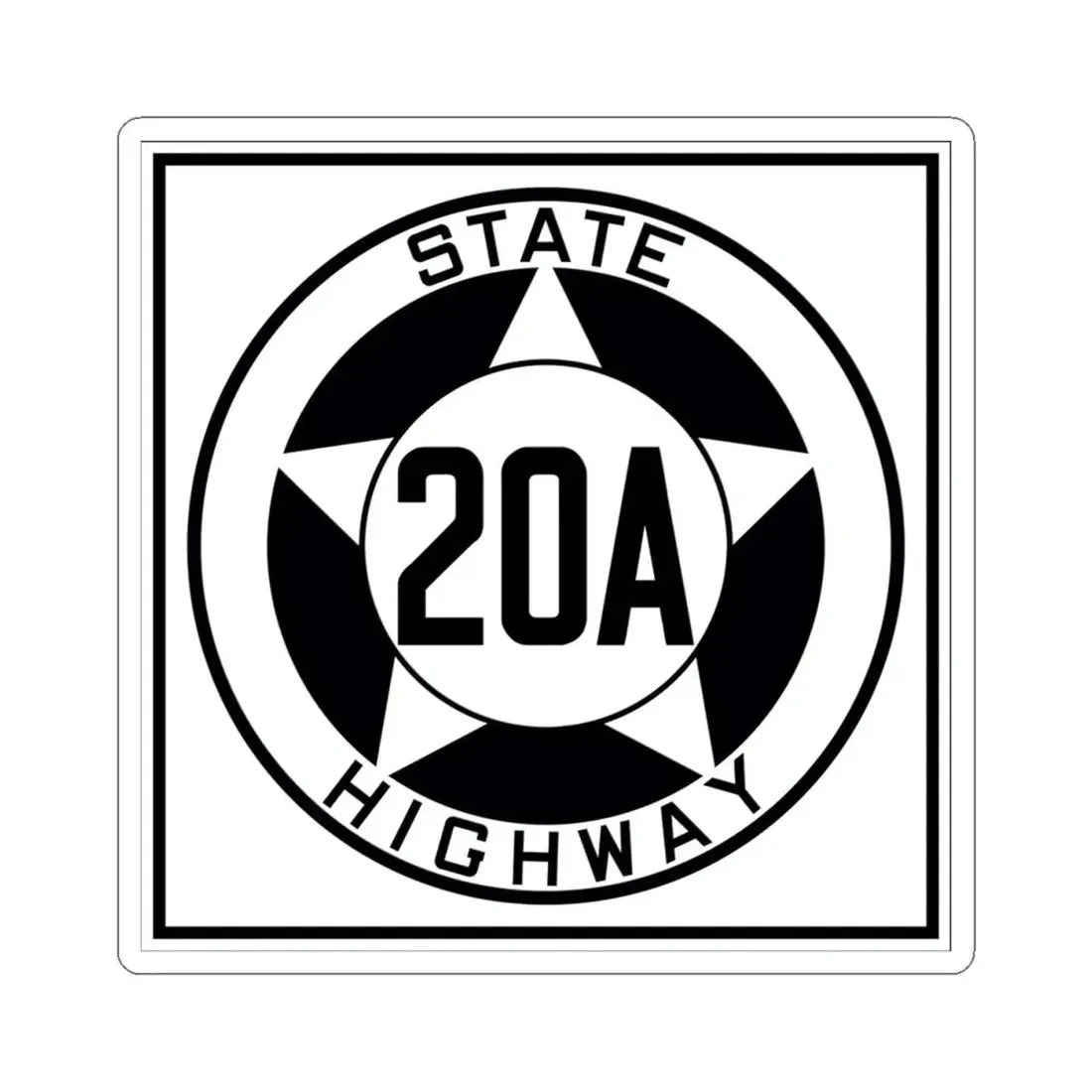 Texas 20A 1935 (Texas) (Road Sign) STICKER Vinyl Kiss-Cut Decal 4 Inch White - The Sticker Space