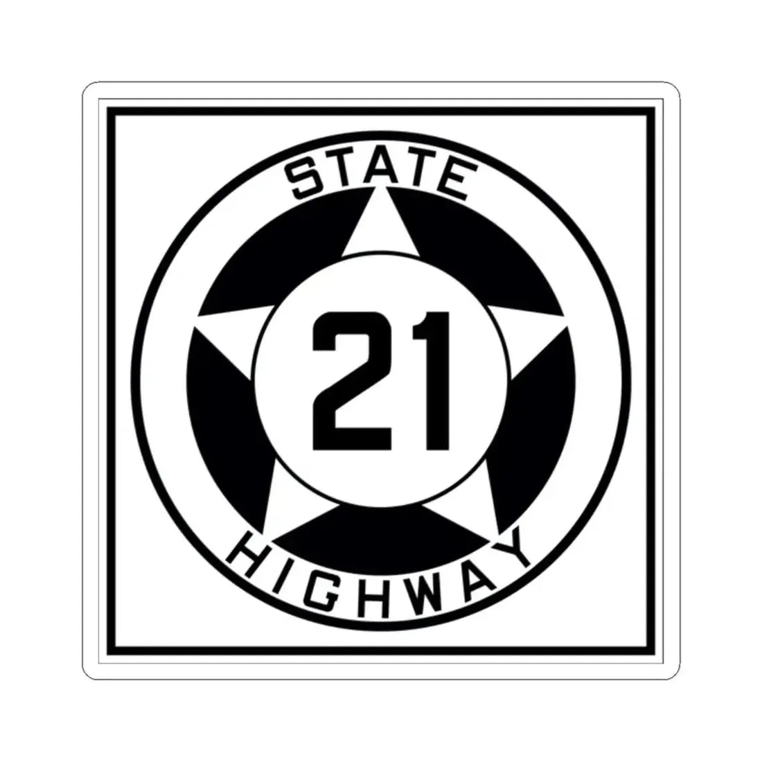 Texas 21 1935 (Texas) (Road Sign) STICKER Vinyl Kiss-Cut Decal 2 Inch White - The Sticker Space