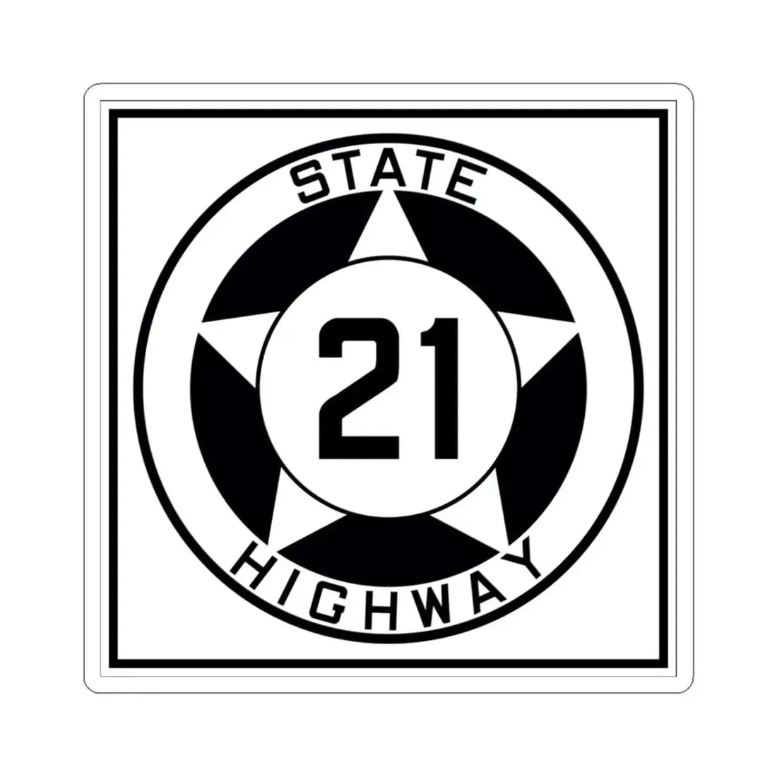 Texas 21 1935 (Texas) (Road Sign) STICKER Vinyl Kiss-Cut Decal 3 Inch White - The Sticker Space