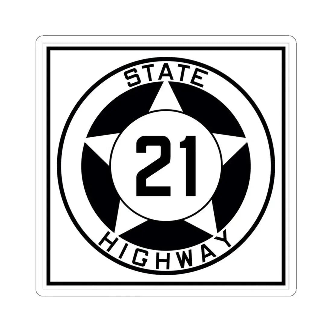 Texas 21 1935 (Texas) (Road Sign) STICKER Vinyl Kiss-Cut Decal 4 Inch White - The Sticker Space