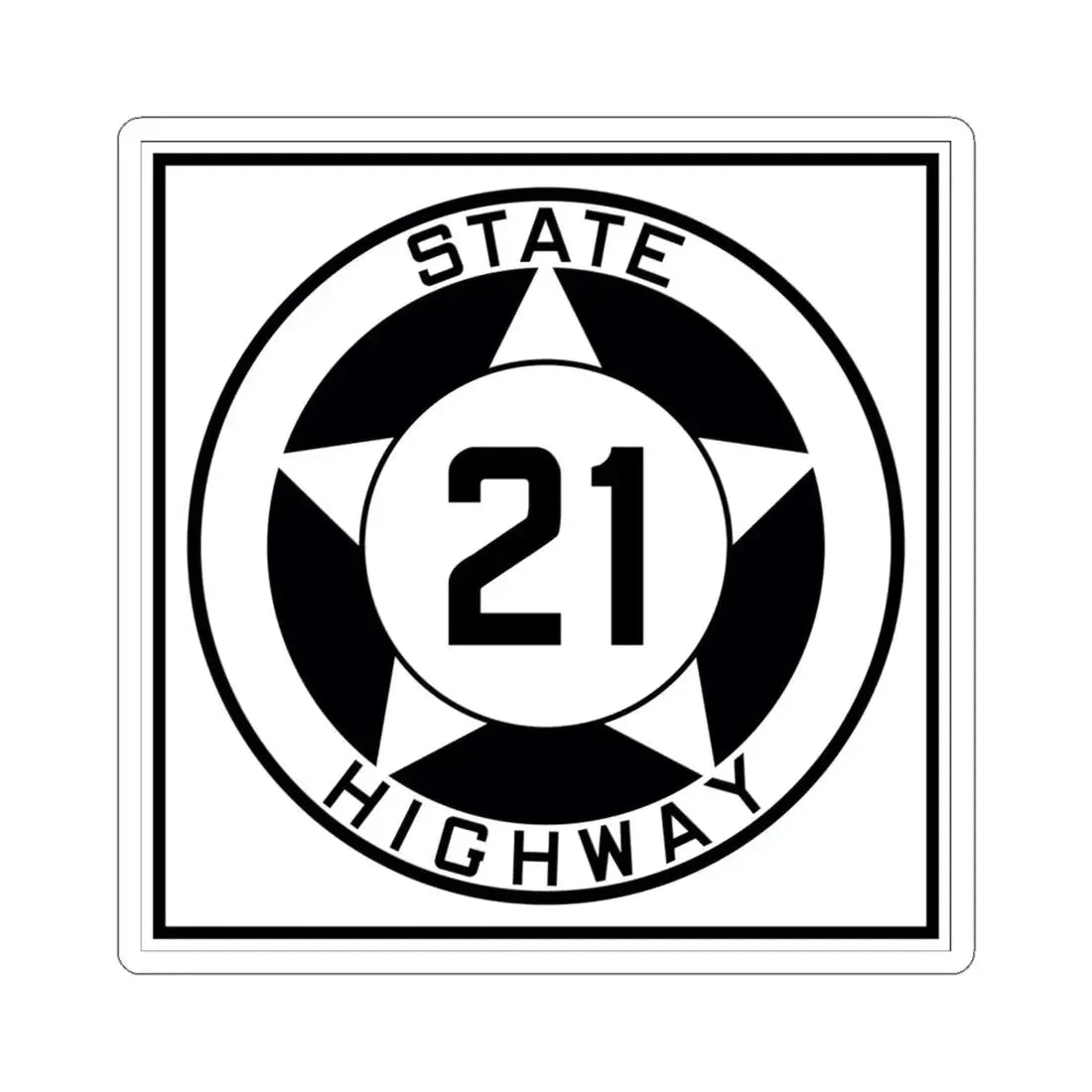 Texas 21 1935 (Texas) (Road Sign) STICKER Vinyl Kiss-Cut Decal 6 Inch White - The Sticker Space
