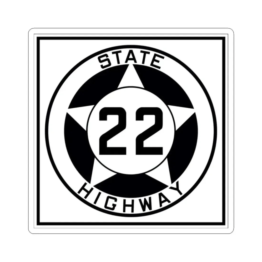 Texas 22 1935 (Texas) (Road Sign) STICKER Vinyl Kiss-Cut Decal 2 Inch White - The Sticker Space