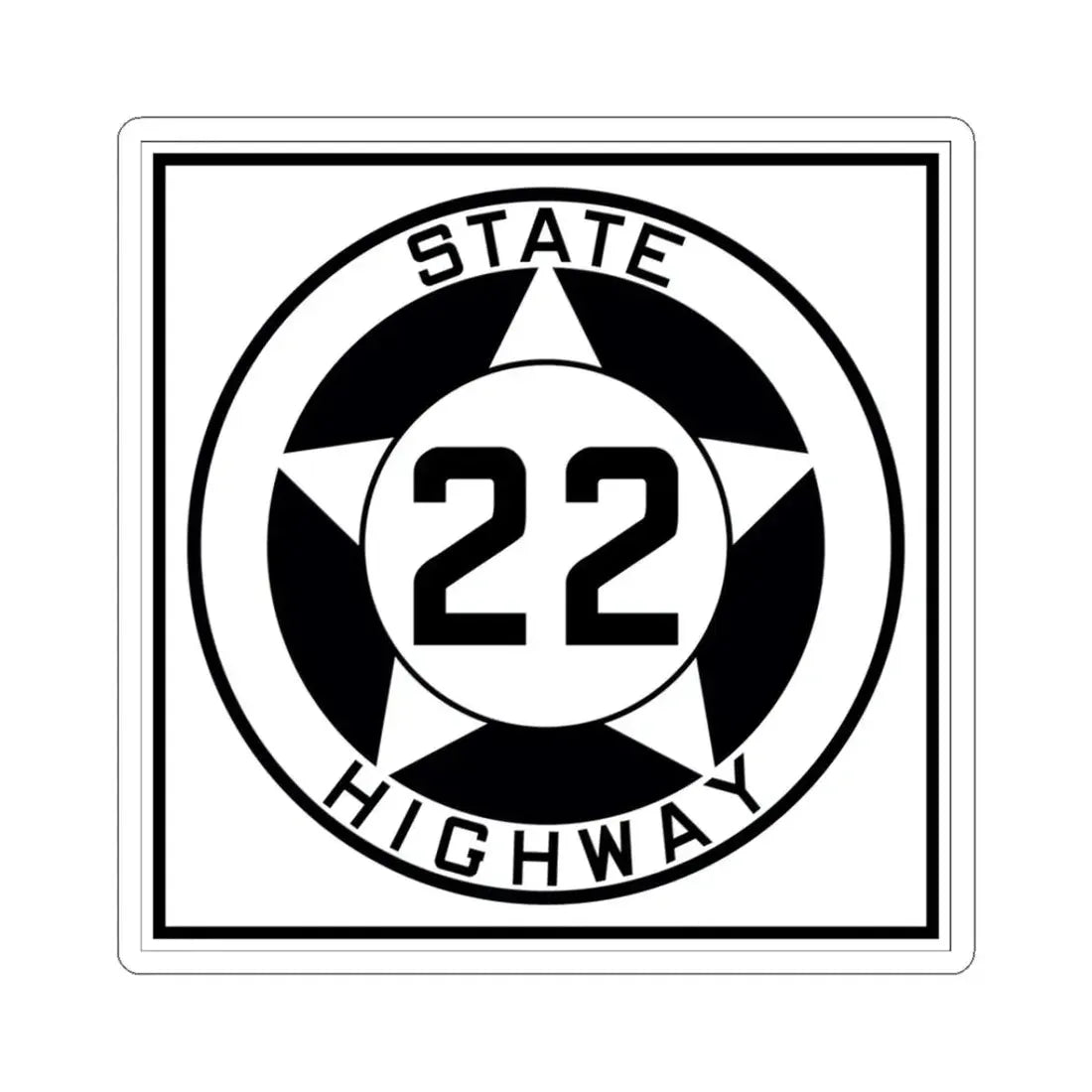Texas 22 1935 (Texas) (Road Sign) STICKER Vinyl Kiss-Cut Decal 3 Inch White - The Sticker Space