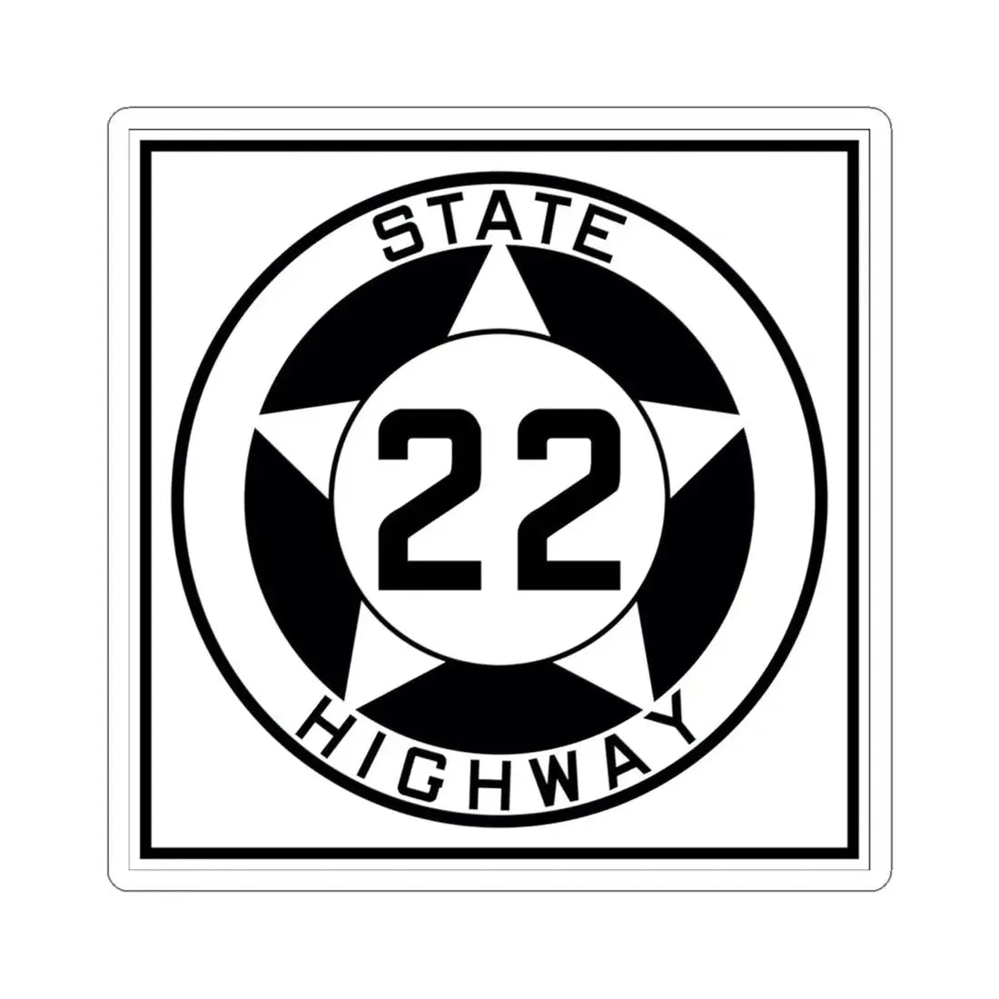Texas 22 1935 (Texas) (Road Sign) STICKER Vinyl Kiss-Cut Decal 6 Inch White - The Sticker Space