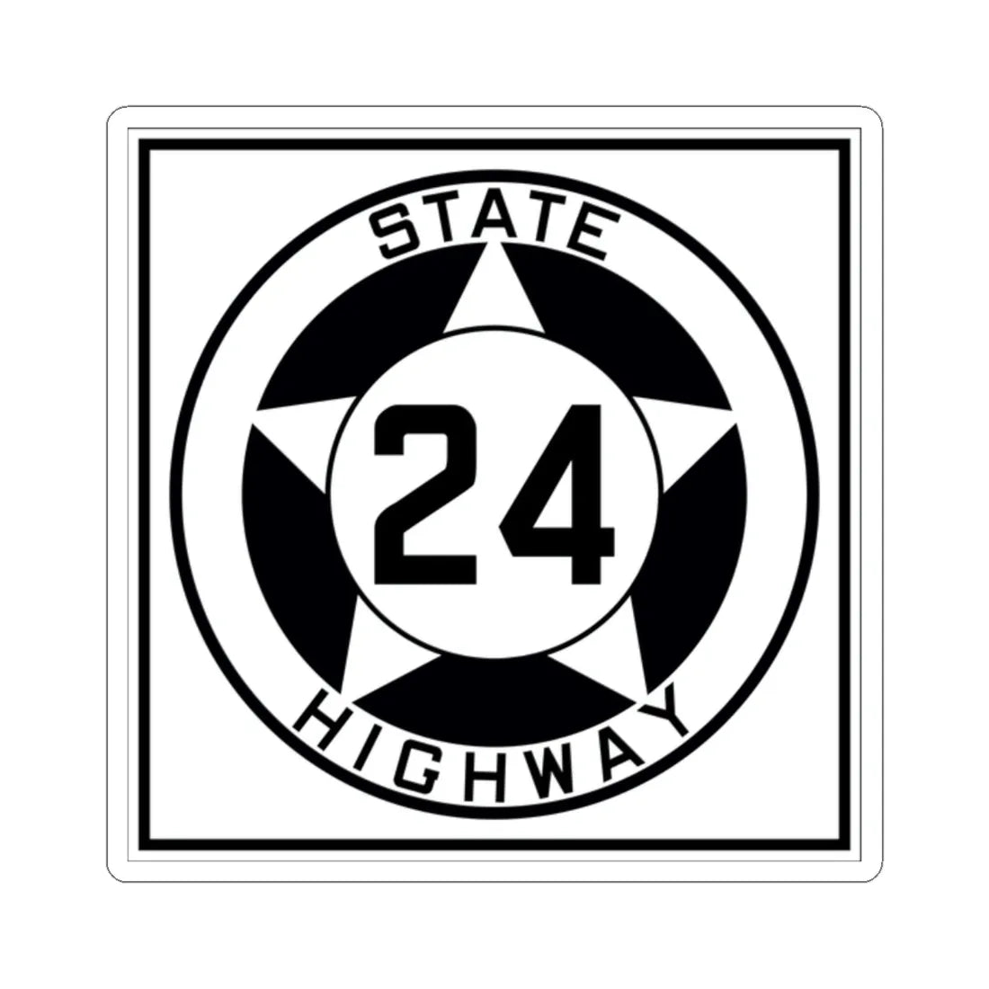 Texas 24 1935 (Texas) (Road Sign) STICKER Vinyl Kiss-Cut Decal 2 Inch White - The Sticker Space