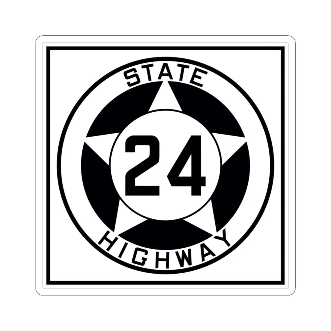Texas 24 1935 (Texas) (Road Sign) STICKER Vinyl Kiss-Cut Decal 3 Inch White - The Sticker Space