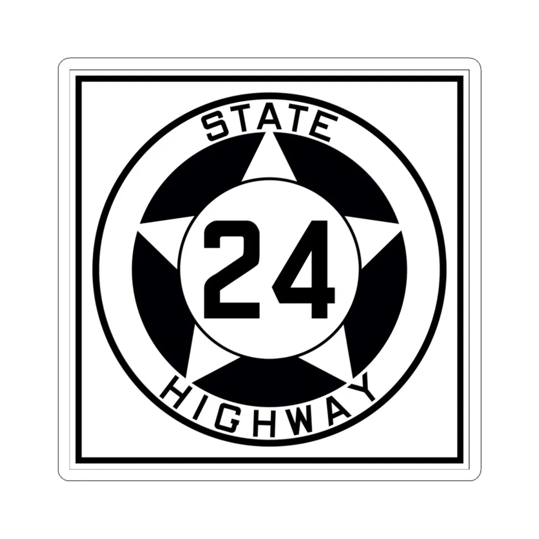 Texas 24 1935 (Texas) (Road Sign) STICKER Vinyl Kiss-Cut Decal 4 Inch White - The Sticker Space