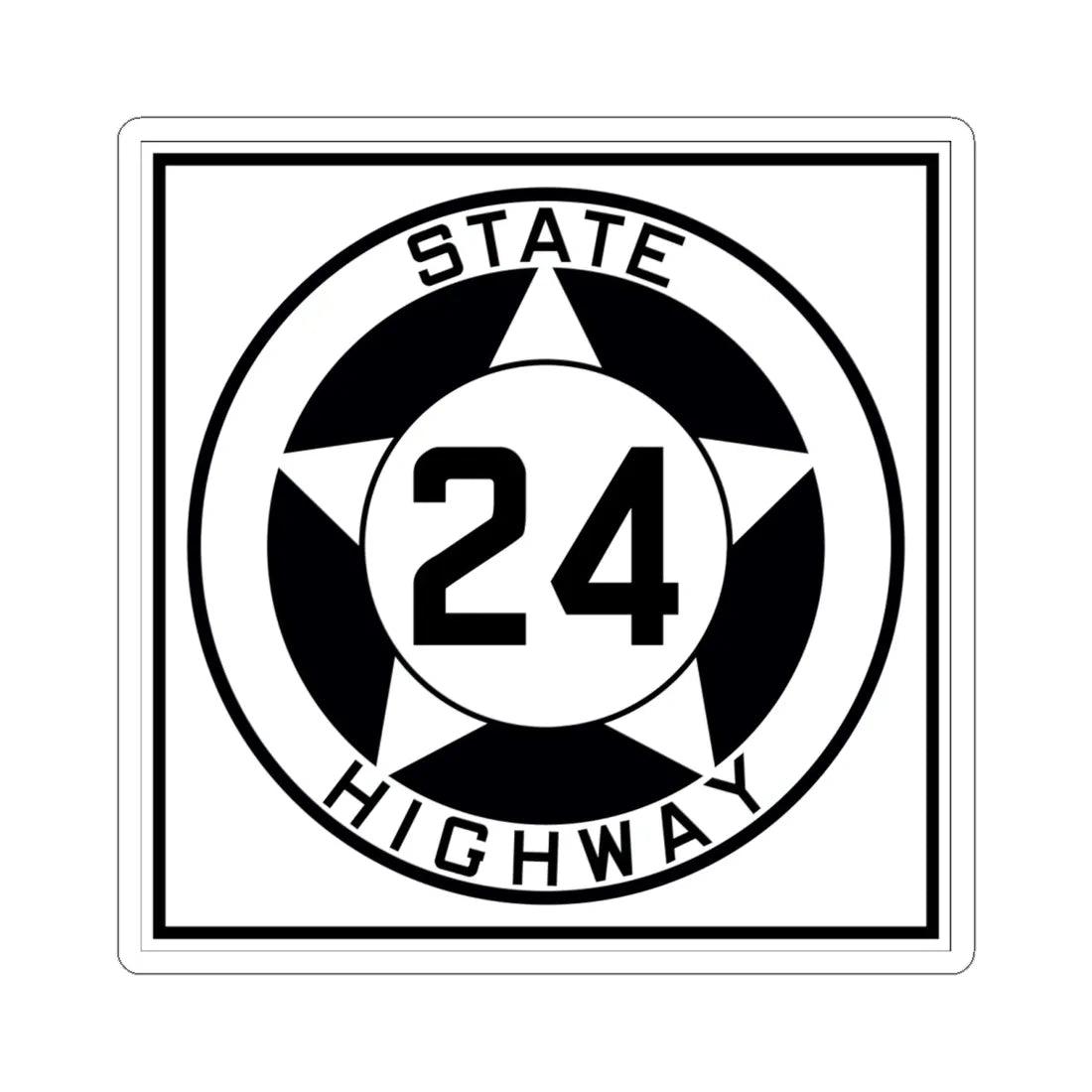 Texas 24 1935 (Texas) (Road Sign) STICKER Vinyl Kiss-Cut Decal 6 Inch White - The Sticker Space