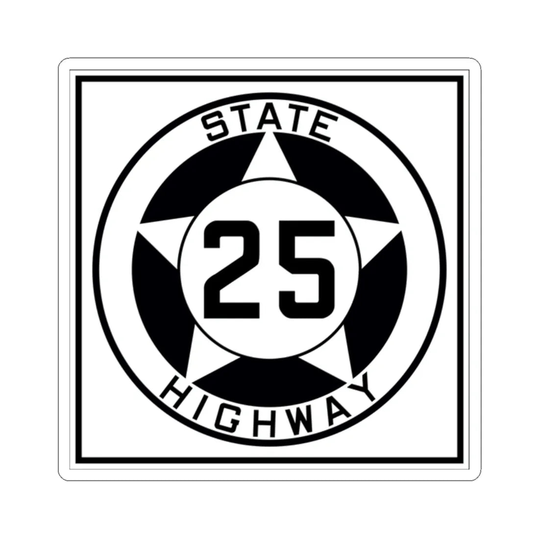 Texas 25 1935 (Texas) (Road Sign) STICKER Vinyl Kiss-Cut Decal 2 Inch White - The Sticker Space