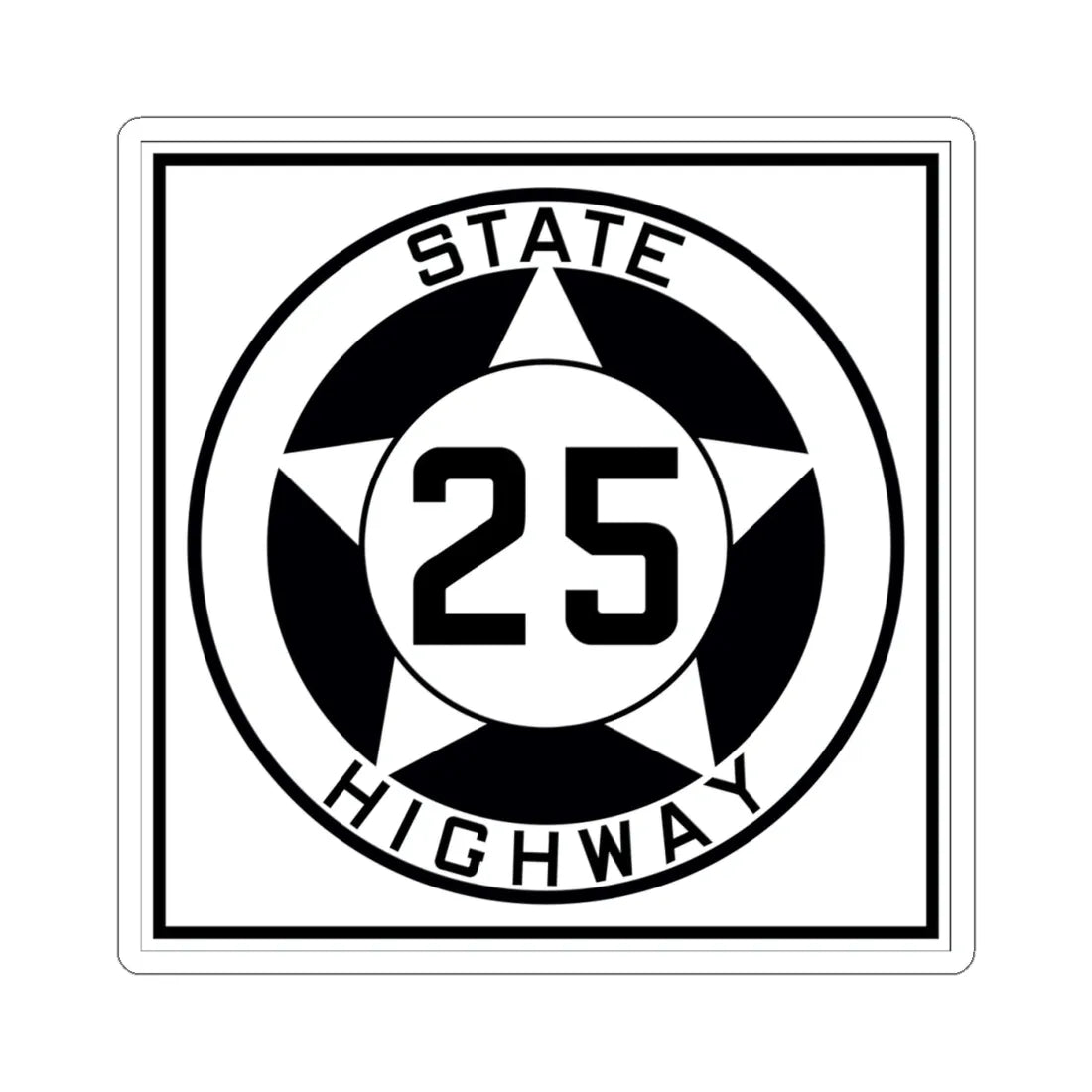 Texas 25 1935 (Texas) (Road Sign) STICKER Vinyl Kiss-Cut Decal 4 Inch White - The Sticker Space