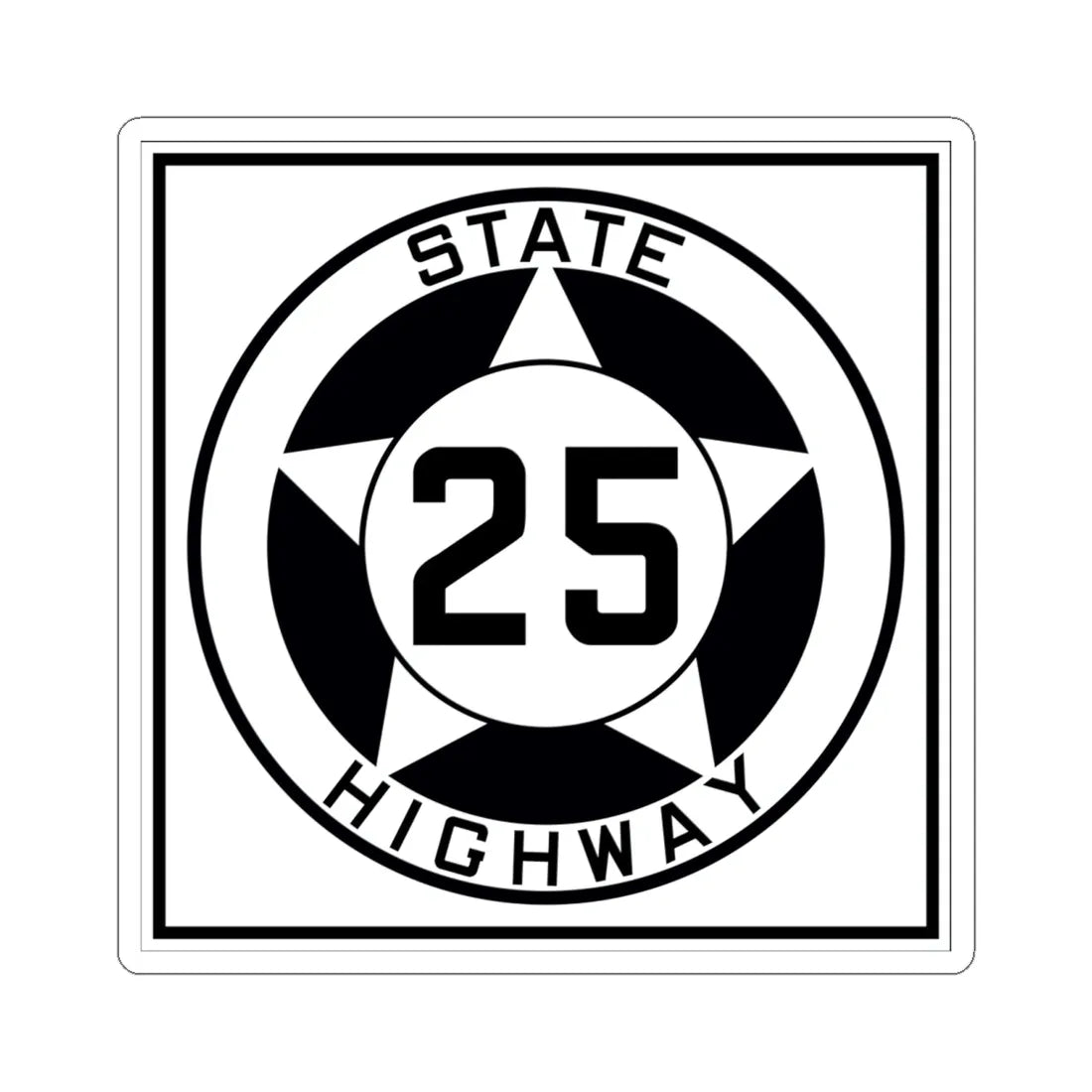 Texas 25 1935 (Texas) (Road Sign) STICKER Vinyl Kiss-Cut Decal 6 Inch White - The Sticker Space