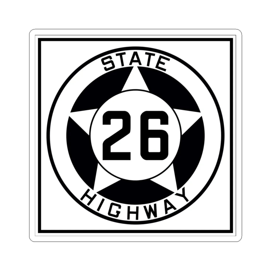 Texas 26 1935 (Texas) (Road Sign) STICKER Vinyl Kiss-Cut Decal 3 Inch White - The Sticker Space