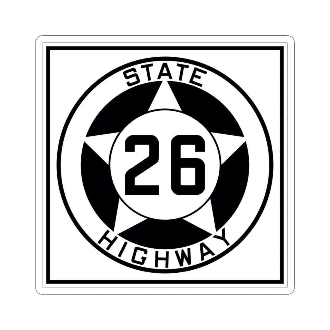 Texas 26 1935 (Texas) (Road Sign) STICKER Vinyl Kiss-Cut Decal 6 Inch White - The Sticker Space