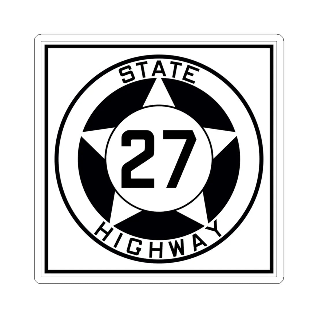 Texas 27 1935 (Texas) (Road Sign) STICKER Vinyl Kiss-Cut Decal 3 Inch White - The Sticker Space